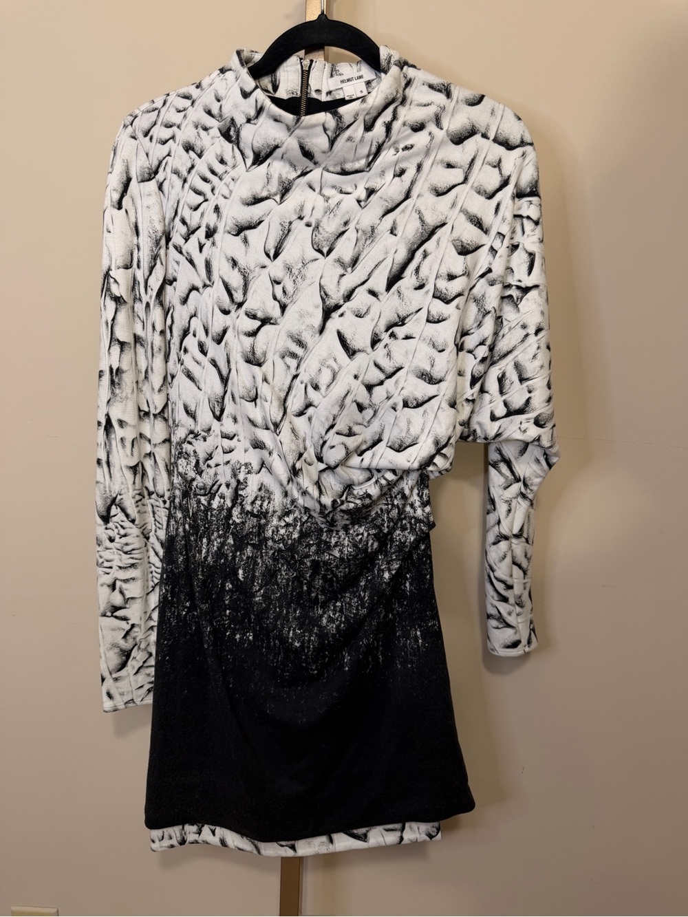 Helmut Lang Black and White Printed High-Neck Dress - Size Small - Picture 2 of 5